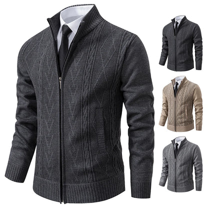 2025 autumn and winter new cashmere padded warm casual men's knitted sweater coat