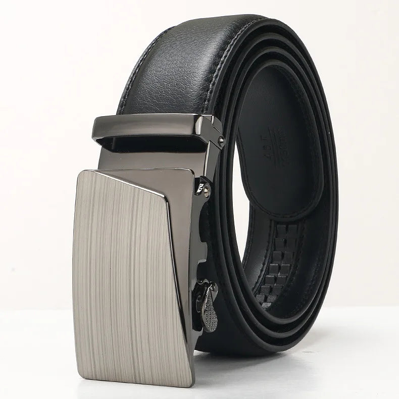 3.5cm New Men's Leather Belt Alloy Automatic Buckle Business Leisure Youth Middle-aged and Elderly Belt Designer Belt for Men