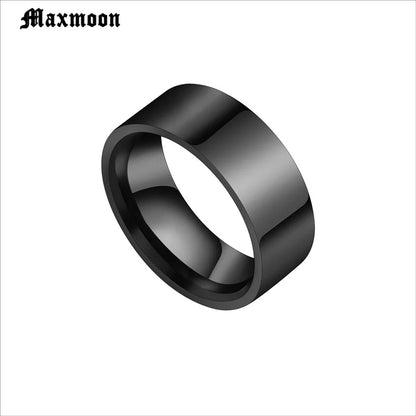 Maxmoon 2019 New black Titanium Steel finger ring for men Silver Color plated rings Women accessories Ring Jewelry Couple