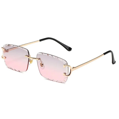 2025 Rimless Square Sunglasses Men Cupronickel Fashion Punk Gradient Sun Glasses Vintage Trendy Small Frame Eyewear UV400