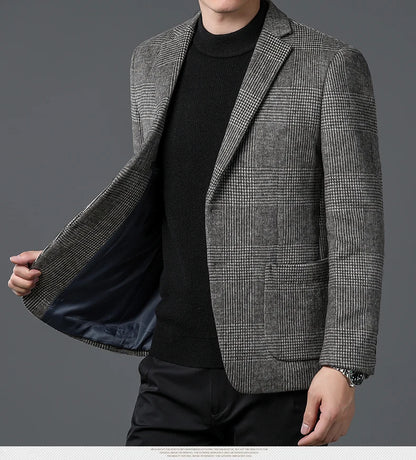 Top Grade Wool Warm Men for Blezer 2025 New Autumn Winter Men Smart Casual Classic Single Breasted Blazer Mujer Brand Clothes