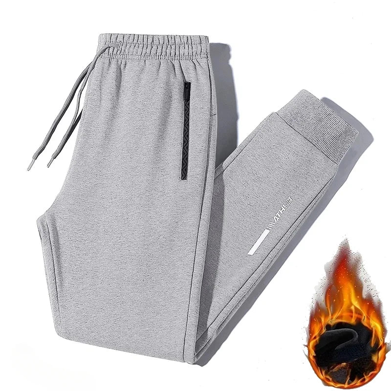 2024 Men's Pant Fleece Lined Brushed Warm Sport Sweatpants Male Winter Jogger Trouser Sweat Sportswear Big Size Large Plus Thick