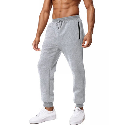 New Sweatpants Side Zipper Pockets Men Joggers Track Pants Elastic Waist Sport Casual Trousers Baggy Fitness Gym Clothing