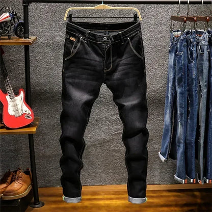 2025 Skinny Jeans Men Zipper Fly Slim Fit Denim Joggers Stretch Male Jean Pencil Pants Blue Men's Jeans Fashion Casual Hombre