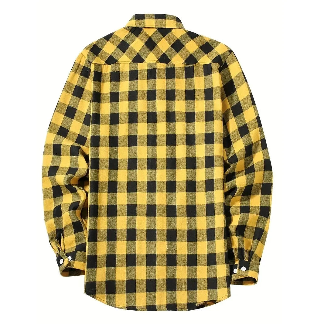 Mens Shirts Single Breaste Classic Plaid Smart Casual Flannel Shirt Long Sleeved Chest Two Pockets Design Spring Autumn Men Tops