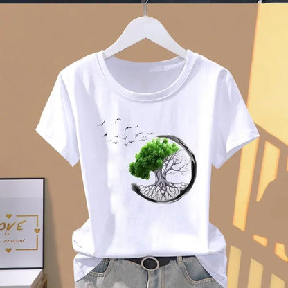 Modal Female Print Fashion Cute Internet Celebrity Short-sleeved T-shirt Women Clothing  Tops  Oversized T Shirt