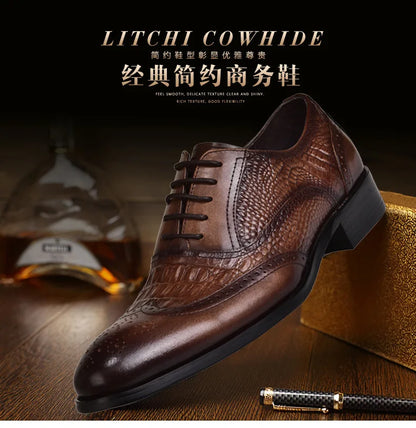 Men casual shoes Brock Oxford retro crocodile leather men formal spring and autumn 2022 new 's for