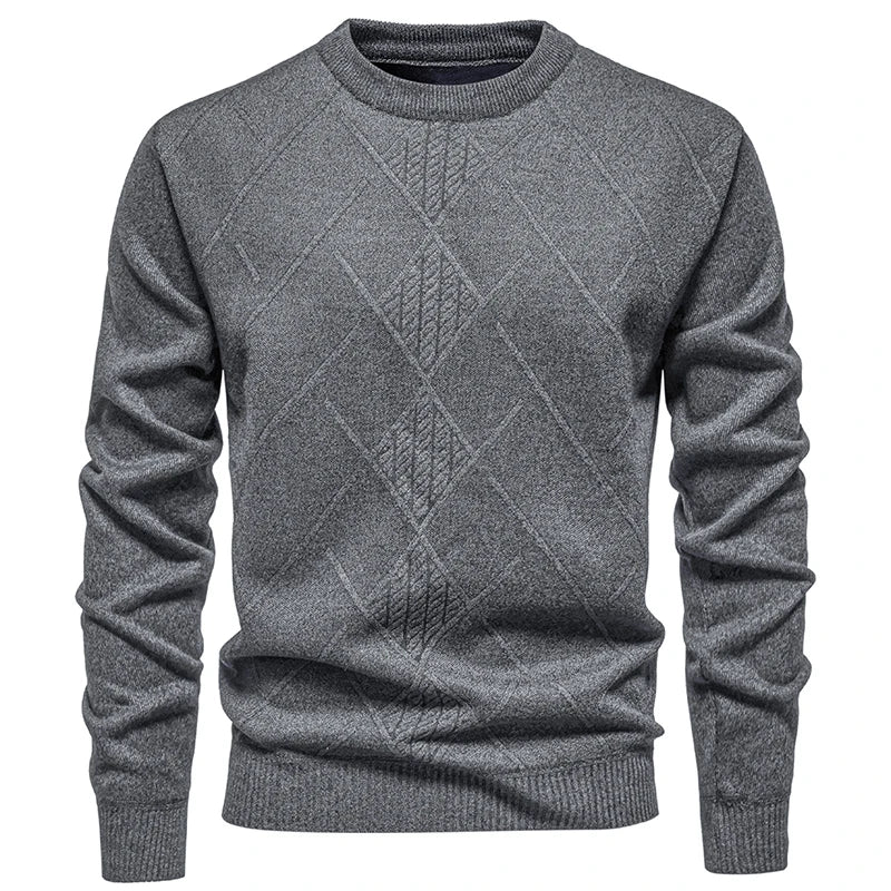 Autumn Winter Thick Knit Pullovers Men Solid Color Geometric Fashion Slim Fit Knitted Sweaters Mens Warm Casual Knitting Sweater