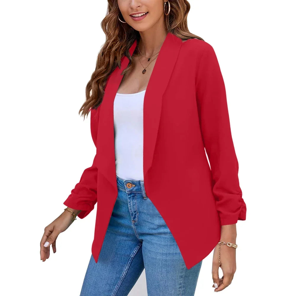 Summer Black Blazers Women 2024 Female Office Lady Nine Quarter Blazer Open Stitch Womens Slim Coats Femme Ladies Notched Tops