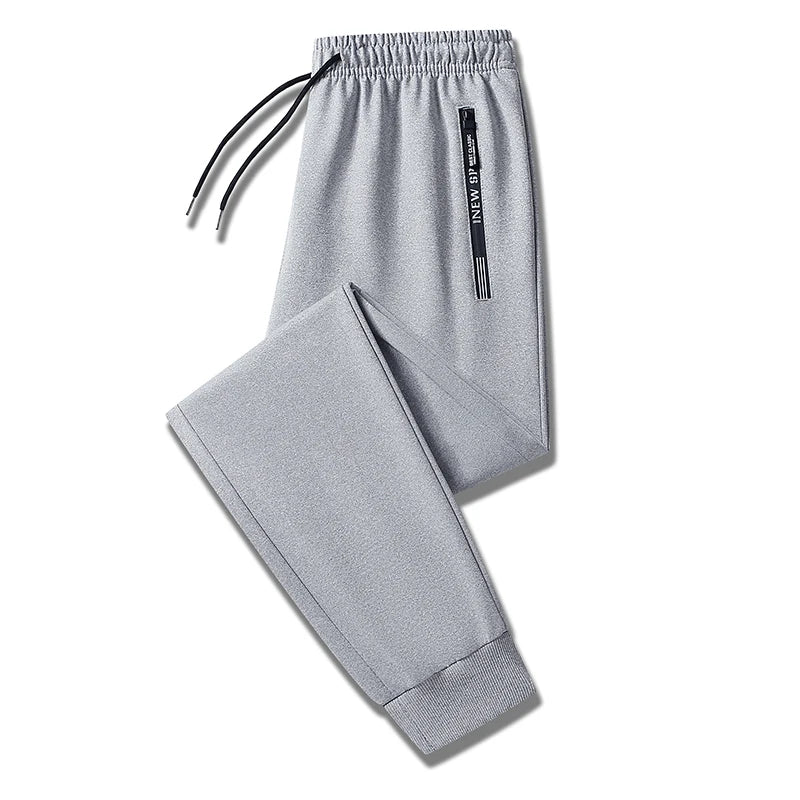 Summer Big Size Men's Pant Drawstring Stretch Sport Jogger Trouser Male Plus Large Fit Zip Pocket 4XL 5XL 6XL 7XL 8XL Grey Black