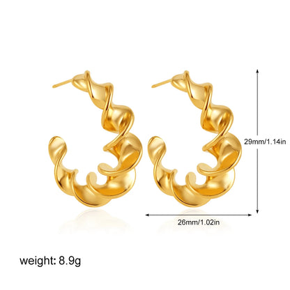 Geometric Stainless Steel Gold Sliver Color Bilayer Stud Earring for Women Irregular Metal Texture Fashion Jewelry Gift