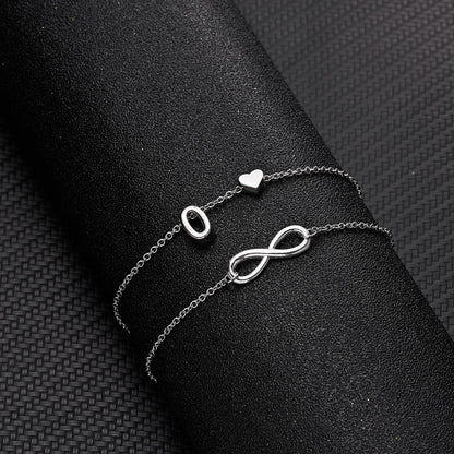 Bohemia A-Z Letter Initial Anklet For Women Silver Color Initial Heart Anklet Bracelet Leg Chain Beach Party Travel Foot Jewelry