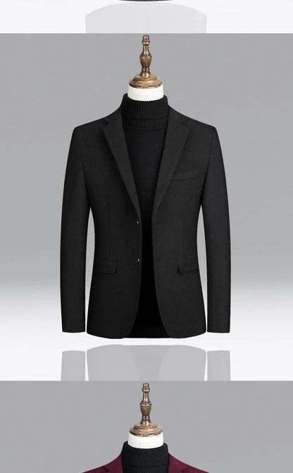 BROWON Brand Business Casual Wool Blazer Men 2025 Autumn and Winter New Solid Men Blazer Regular Fit Long Sleeve Blazers for Men