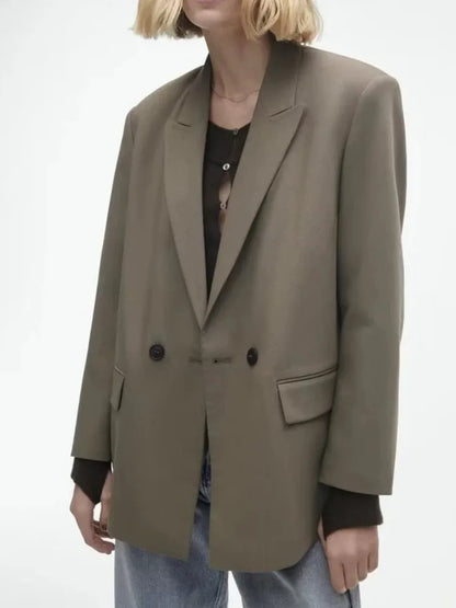 PB&ZASpring/Summer 2025 New Commuting Loose Leisure Fashion Suit Lapel Loose Double Breasted Blazer