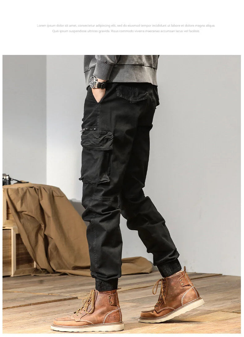 CAAYU Joggers Cargo Pants Men Casual Y2k MultiPocket Male Trousers Sweatpants Streetwear Techwear Tactical Track Black Pants Men