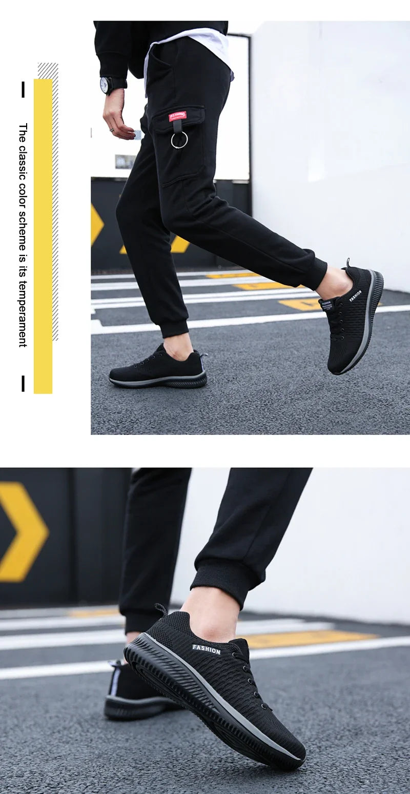 YRZL Sports Shoes for Men Shoes Sneakers Black Shoes Casual Men Knit Sneakers Breathable Athletic Running Walking Gym Shoes