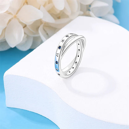 Rings For Women 925 Silver Color Zircon Winding Line Geometric Star Ring Engagement Wedding Romantic Valentine Fine Jewelry Gift