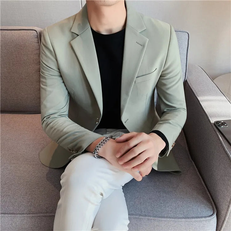 2025 High Quality Solid Single Button Casual Blazer Men's Korean Simple Business Elegant Fashion Party Slim Fit Suit Jacket 4XL