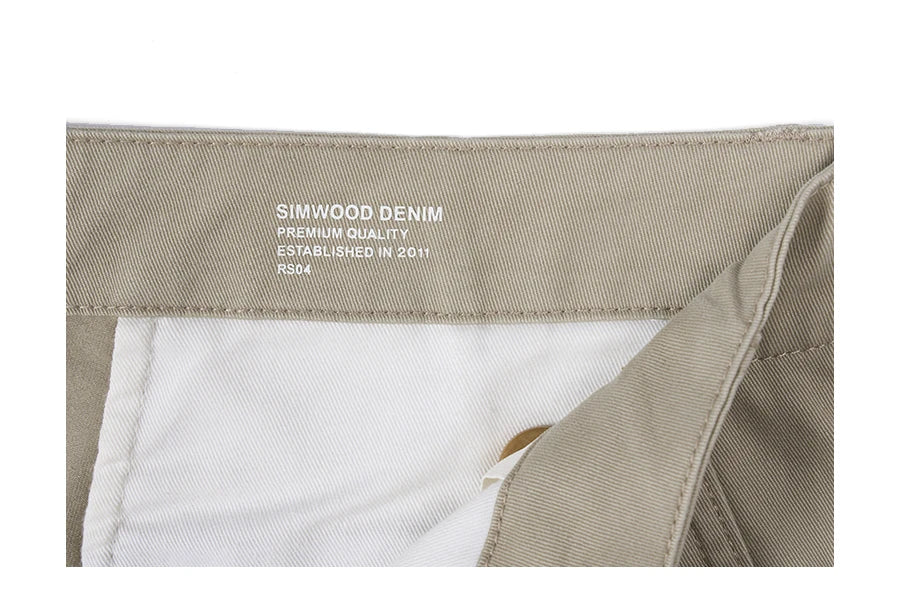 SIMWOOD 2024 Autumn New Regular Straight Pants Men 320gsm Dark Washed Fabric Chinos Plus Size Trouseres