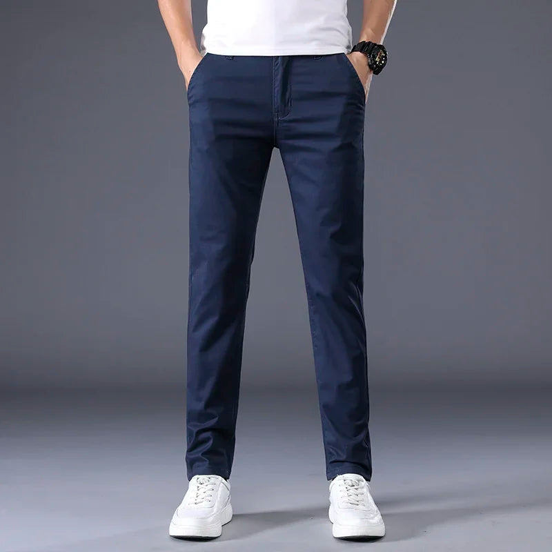 7 Colors Men's Classic Summer Thin Casual Pants Business Fashion Stretch Cotton Slim Solid Color Trousers Male Brand Clothes