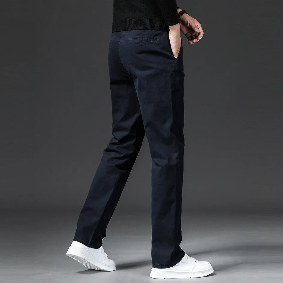 New in Spring Casual Pants Men Straight Fit Cotton Stretch Chino Trouser Male Formal Work Business Dress Khaki Fashion Regular