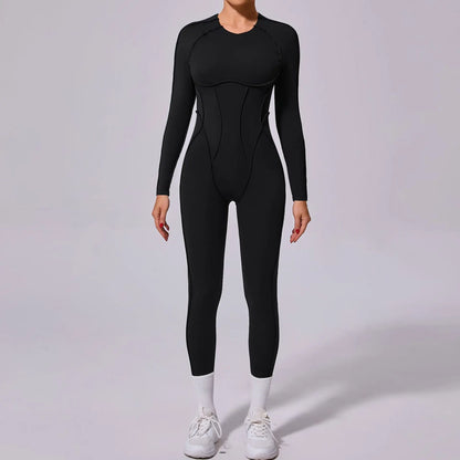 New Autumn/Winter Women's One-piece Yoga Jumpsuit leggings Long-sleeved Sexy Backless Slim Fit Sports Outfit