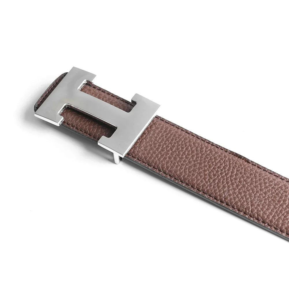 Top Luxury Designer Brand H Buckle Belt Men High Quality Women Genuine Real Leather Dress Strap for Jeans Waistband Grey