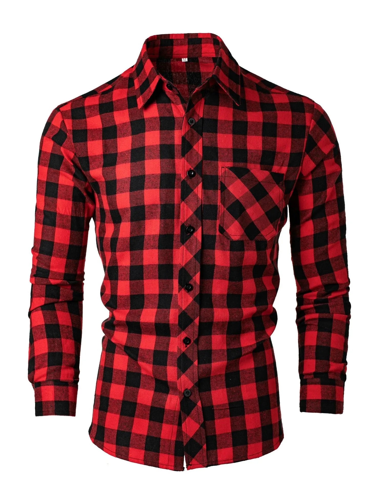 Men's Spring and Autumn New Leisure Long Sleeve Lapel Plaid Shirt