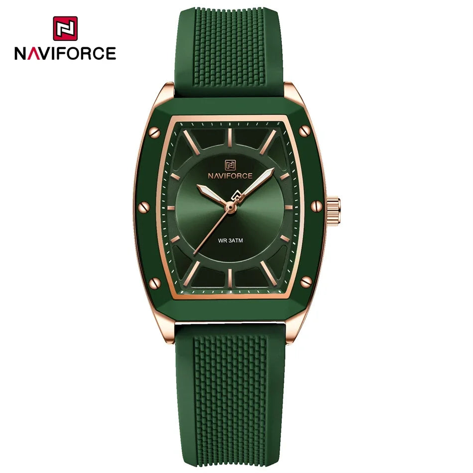 NAVIFORCE Women Quartz Watches Silicone Strap Student Sports Watch Big Dial Simple Tonneau Waterproof Wristwatches Dropshipping