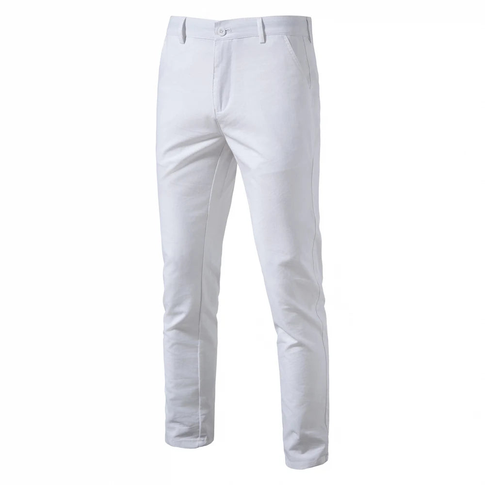 2024 Spring Autumn New Men's Casual Pants Cotton Hemp Long Pants Breathable Straight Tube Men's Solid Color Versatile Long Pants