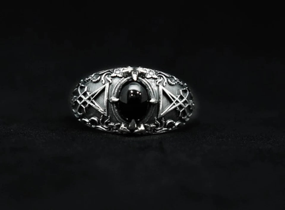 Dropshipping Vintage Sigil Lucifer Rock Ring 316L Stainless Steel Seal of Satan Rings for Men Male Punk Rock Jewelry Gift