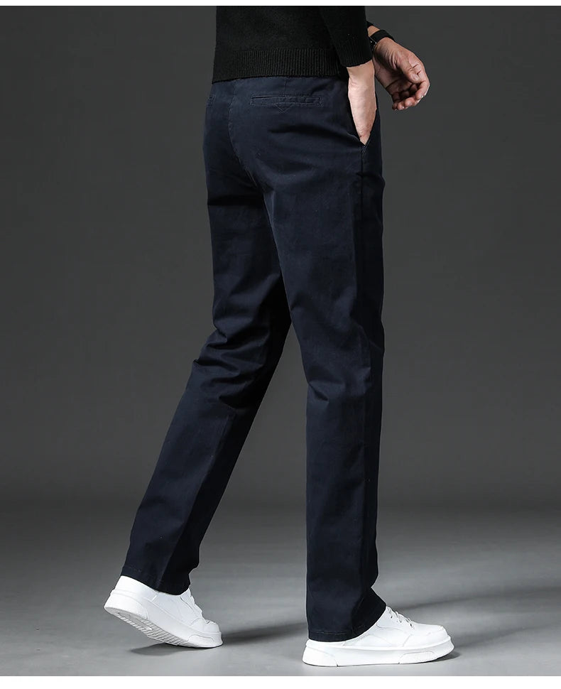 New in Spring Casual Pants Men Straight Fit Cotton Stretch Chino Trouser Male Formal Work Business Dress Khaki Fashion Regular