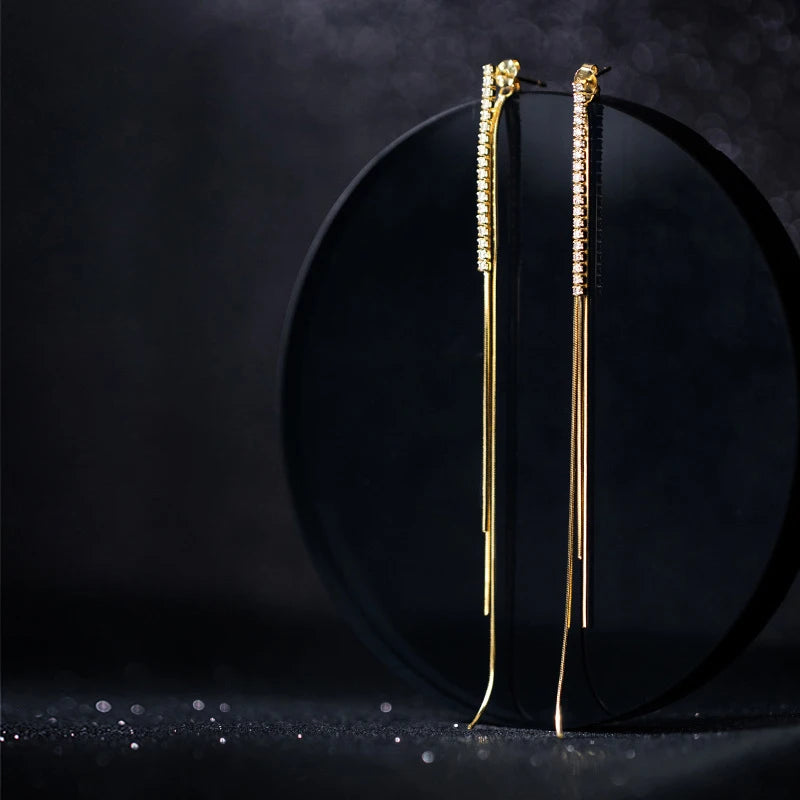 316L Stainless Steel Long Tassel Earrings For Women Elegant Simple Gold Color Drop Earring Stylish Jewelry Personality Gift