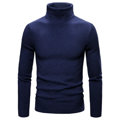 Autumn Winter New Men's Turtleneck Sweater Male Version Casual All-match Long Sleeved Stripes Knitted Sweater Pullover