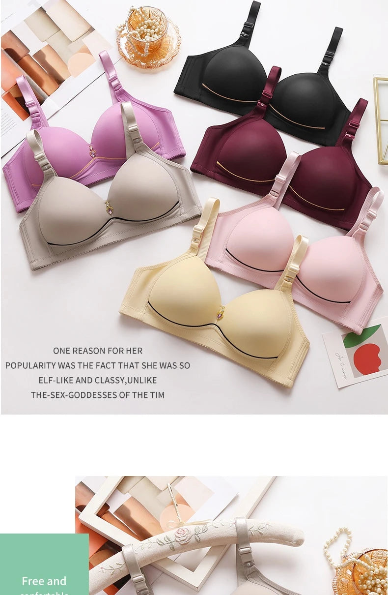 New Non-magnetic Thin Cup Glossy Fat Mm Bra Large Size No Underwire Comfortable Breathable Gathered Women's Underwear