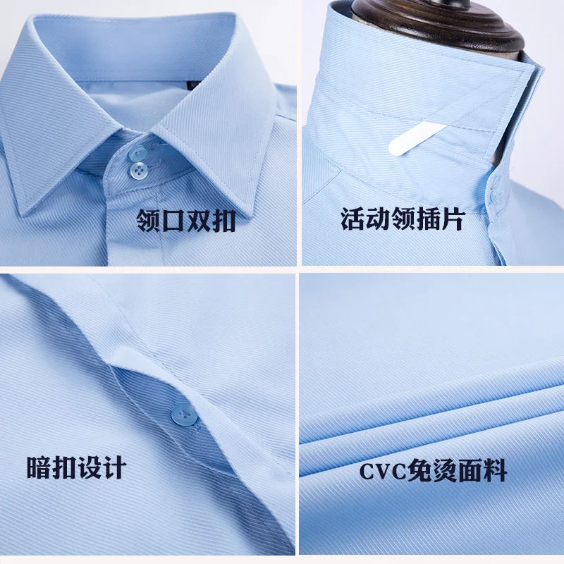 Men's French cufflink shirt with long sleeves slim fit concealed buttons solid color high-end wedding dress formal men's