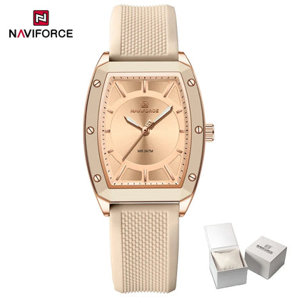 NAVIFORCE Women Quartz Watches Silicone Strap Student Sports Watch Big Dial Simple Tonneau Waterproof Wristwatches Dropshipping