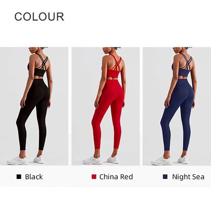 2 Piece Yoga Clothes Women's Tracksuit Athletic Wear Pilates Fitness Suit Gym Workout Push Up Clothes Sports Bra Leggings Suit