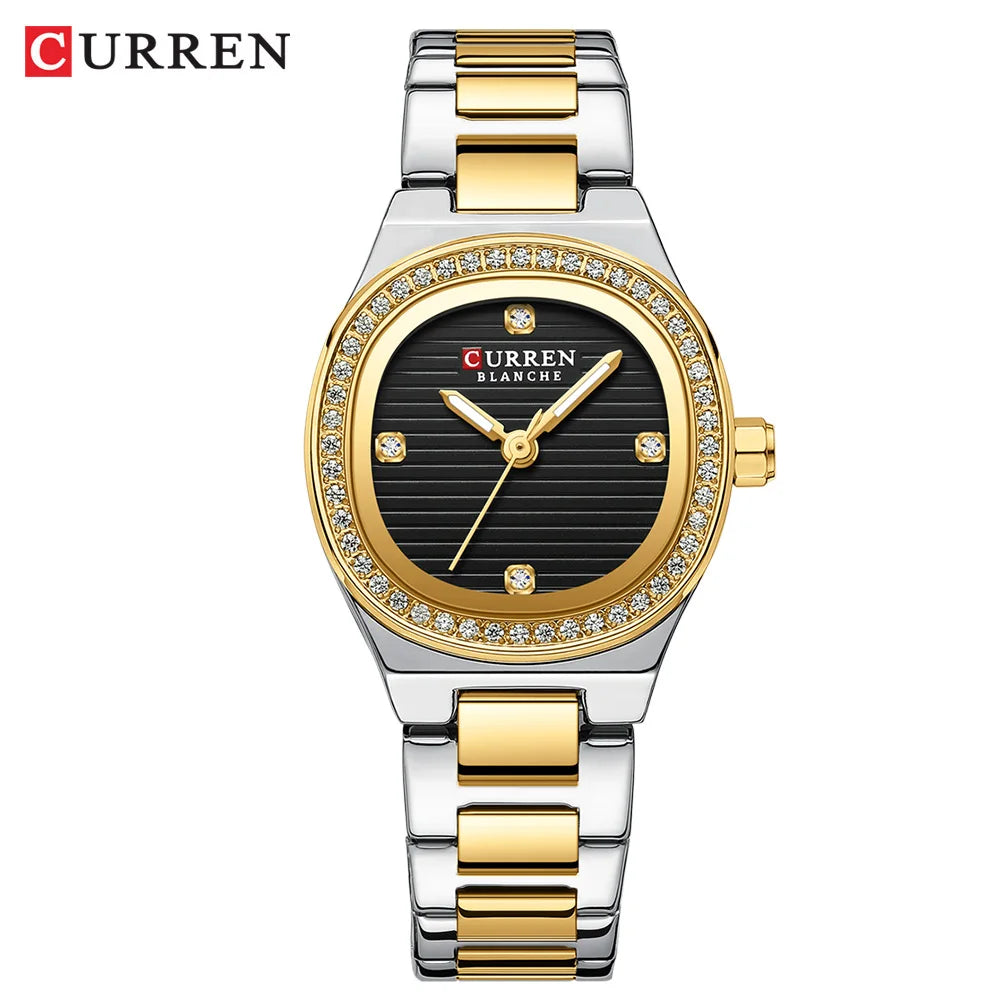 CURREN Round Mini Dial Quartz Watch Ladies Simple Casual Alloy Case Wristwatch Stylish Fashion Gift for Women Montres Femmes