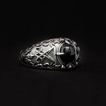 Dropshipping Vintage Sigil Lucifer Rock Ring 316L Stainless Steel Seal of Satan Rings for Men Male Punk Rock Jewelry Gift