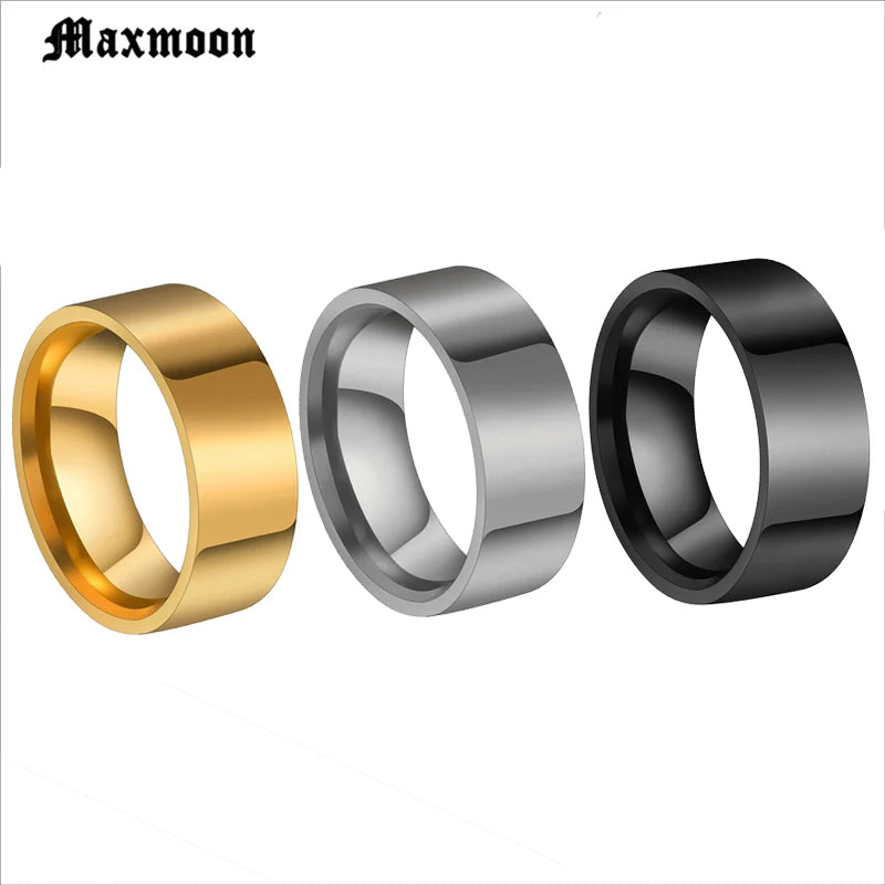 Maxmoon 2019 New black Titanium Steel finger ring for men Silver Color plated rings Women accessories Ring Jewelry Couple