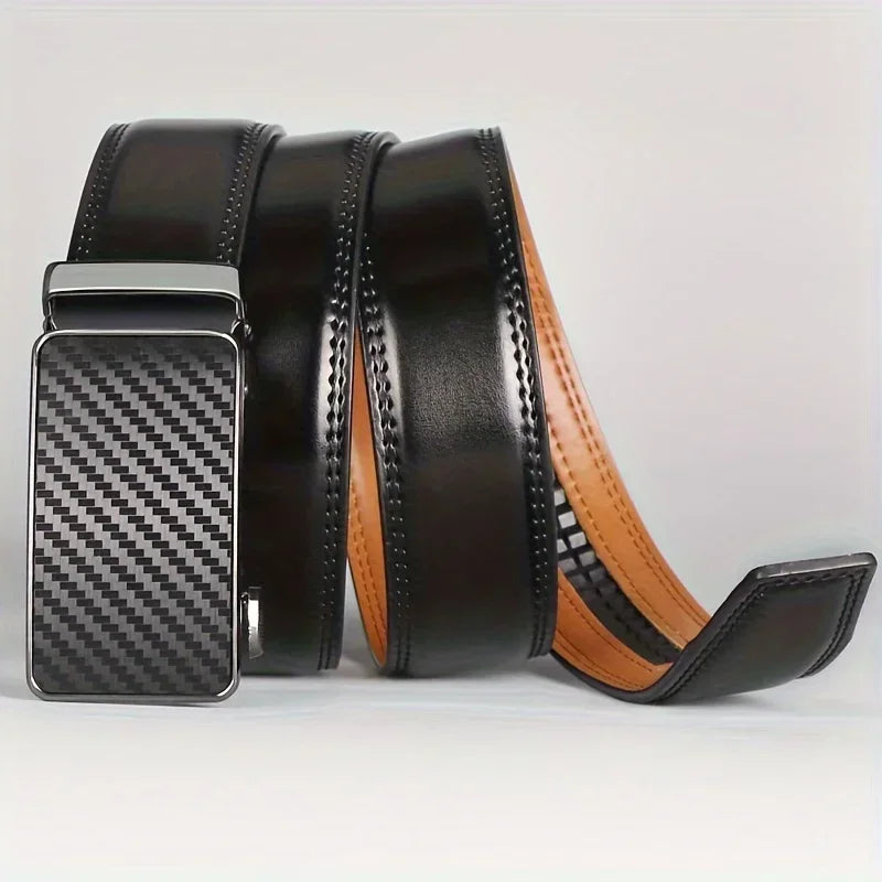 Men's Automatic Buckle Genuine Leather Cowhide Belt, Leisure Fashion Pants Belt, Men Waistband, With Gift Box