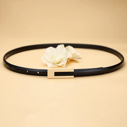 Women Korean Fashionable PU Leather Thin Waist Strap Metal Accessories Basic Belt Women Casual Porous Adjustable Fashion Belts