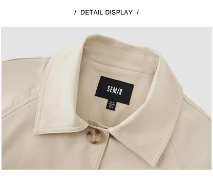 Semir Trench Coat Women Long Waist Raglan Sleeve Lapel 2025 New Spring Loose Triple Protection Literary Khaki Coat