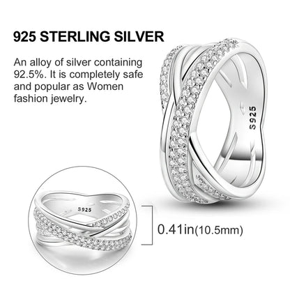 Rings For Women 925 Silver Color Zircon Winding Line Geometric Star Ring Engagement Wedding Romantic Valentine Fine Jewelry Gift