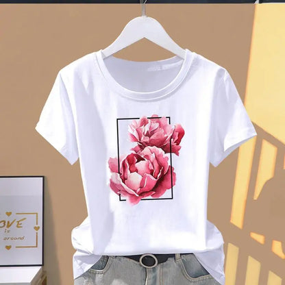 Modal Female Print Fashion Cute Internet Celebrity Short-sleeved T-shirt Women Clothing  Tops  Oversized T Shirt