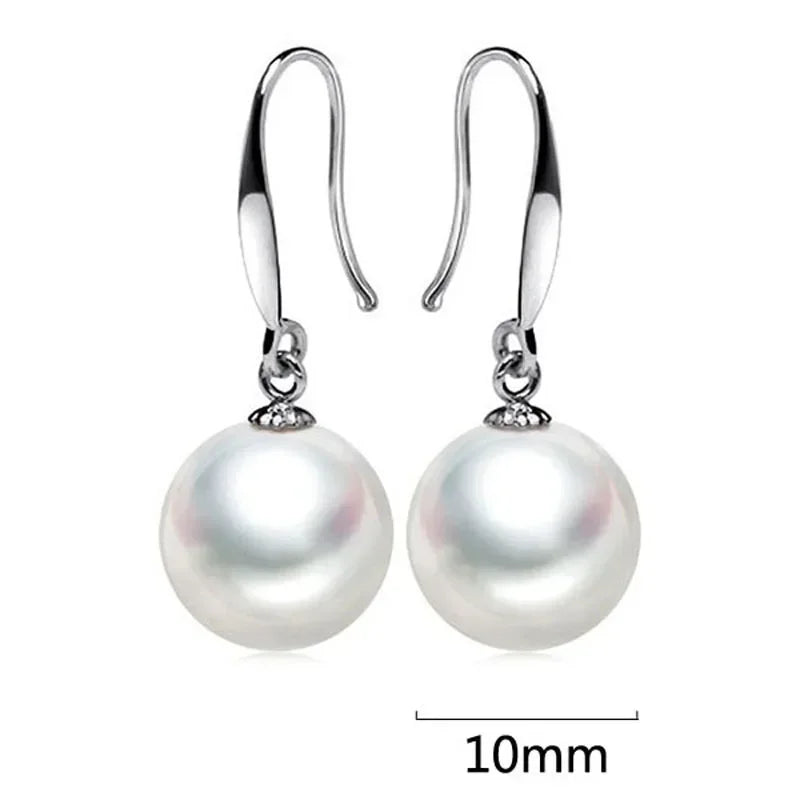 New fashion 925 Sterling Silver custom 
 10mm Pearl Drop Earrings Jewelry for Woman Girl Charm Wedding Party Couple Gift Jewelry