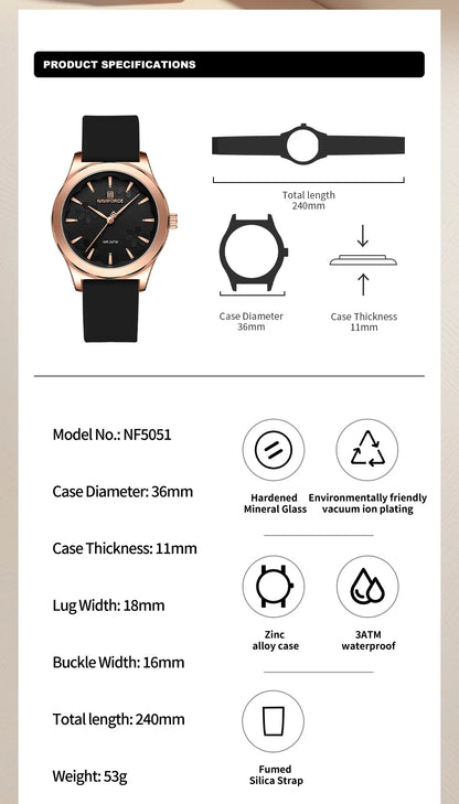 2024 NAVIFORCE New Female Fashion Elegant Wristwatch Quartz Waterproof and Shockproof Watches for Women Clock Reloj Mujer NF5051