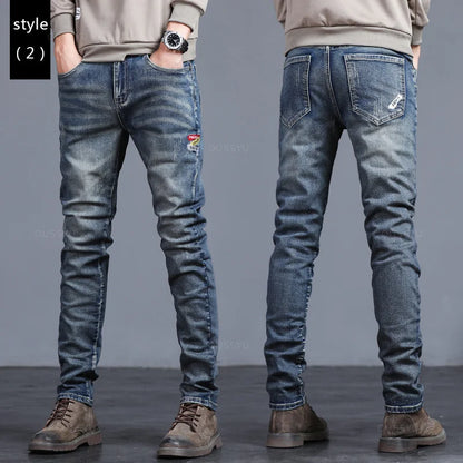 2024 New Men's Stretch Skinny Jeans Fashion Casual Cotton Denim Slim Fit Pants Male Korean Trousers Streetwear Brand Clothing