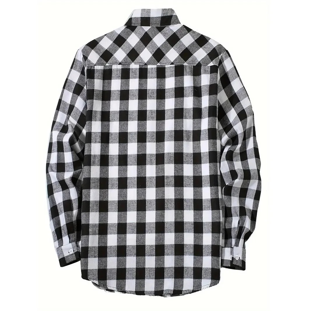 Mens Shirts Single Breaste Classic Plaid Smart Casual Flannel Shirt Long Sleeved Chest Two Pockets Design Spring Autumn Men Tops